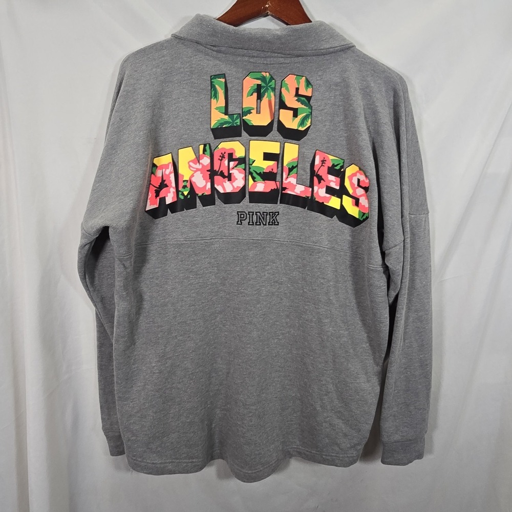Victoria Secret PINK LOS ANGELES LA Graphic‎ Snap Up Medium Sweatshirt Jacket